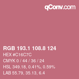 Color code: RGB 193.1 108.8 124 | qconv.com