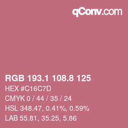 カラーコード: RGB 193.1 108.8 125 | qconv.com