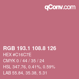 カラーコード: RGB 193.1 108.8 126 | qconv.com