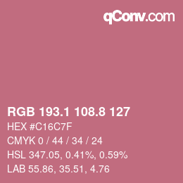 カラーコード: RGB 193.1 108.8 127 | qconv.com