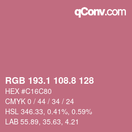 カラーコード: RGB 193.1 108.8 128 | qconv.com