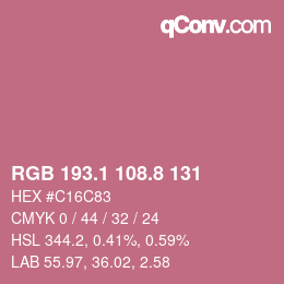 カラーコード: RGB 193.1 108.8 131 | qconv.com
