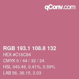 カラーコード: RGB 193.1 108.8 132 | qconv.com