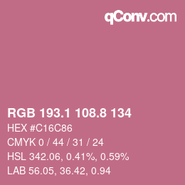 カラーコード: RGB 193.1 108.8 134 | qconv.com