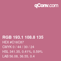 カラーコード: RGB 193.1 108.8 135 | qconv.com
