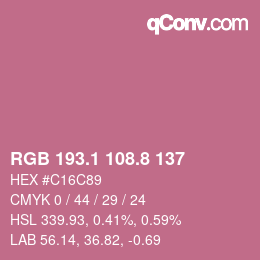 カラーコード: RGB 193.1 108.8 137 | qconv.com