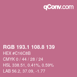 カラーコード: RGB 193.1 108.8 139 | qconv.com
