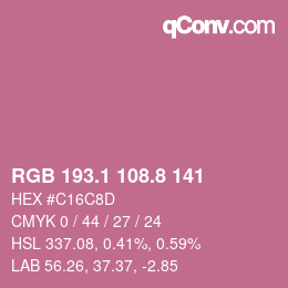カラーコード: RGB 193.1 108.8 141 | qconv.com