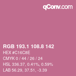 カラーコード: RGB 193.1 108.8 142 | qconv.com