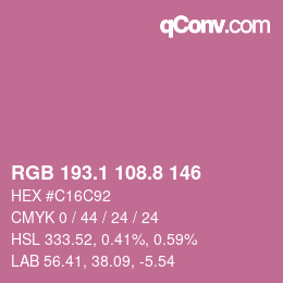 カラーコード: RGB 193.1 108.8 146 | qconv.com