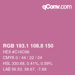 カラーコード: RGB 193.1 108.8 150 | qconv.com