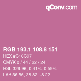 カラーコード: RGB 193.1 108.8 151 | qconv.com