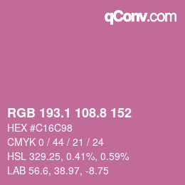 カラーコード: RGB 193.1 108.8 152 | qconv.com