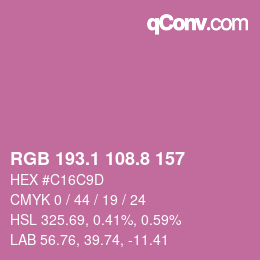 カラーコード: RGB 193.1 108.8 157 | qconv.com