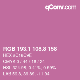 カラーコード: RGB 193.1 108.8 158 | qconv.com