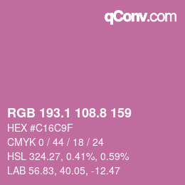 カラーコード: RGB 193.1 108.8 159 | qconv.com