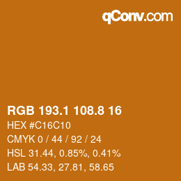 カラーコード: RGB 193.1 108.8 16 | qconv.com