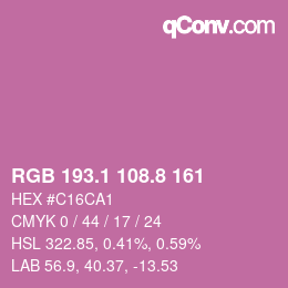 カラーコード: RGB 193.1 108.8 161 | qconv.com