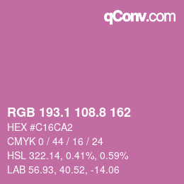 カラーコード: RGB 193.1 108.8 162 | qconv.com