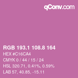 カラーコード: RGB 193.1 108.8 164 | qconv.com
