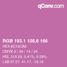 カラーコード: RGB 193.1 108.8 166 | qconv.com
