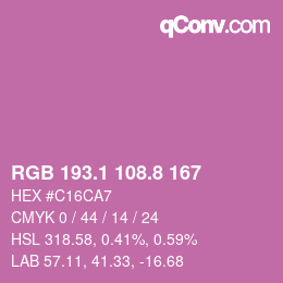 カラーコード: RGB 193.1 108.8 167 | qconv.com