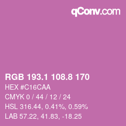 カラーコード: RGB 193.1 108.8 170 | qconv.com