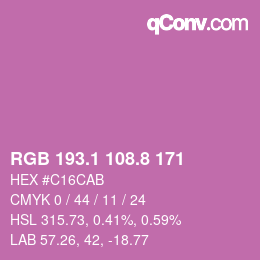カラーコード: RGB 193.1 108.8 171 | qconv.com