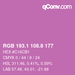 カラーコード: RGB 193.1 108.8 177 | qconv.com