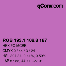 カラーコード: RGB 193.1 108.8 187 | qconv.com