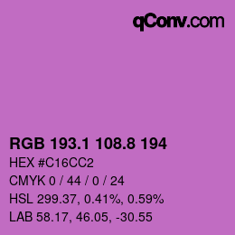 カラーコード: RGB 193.1 108.8 194 | qconv.com