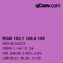 カラーコード: RGB 193.1 108.8 195 | qconv.com
