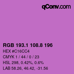 カラーコード: RGB 193.1 108.8 196 | qconv.com
