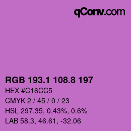 カラーコード: RGB 193.1 108.8 197 | qconv.com