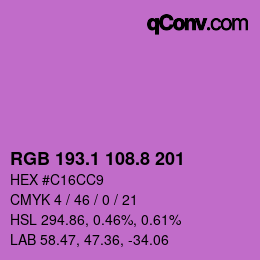 カラーコード: RGB 193.1 108.8 201 | qconv.com