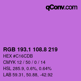 カラーコード: RGB 193.1 108.8 219 | qconv.com