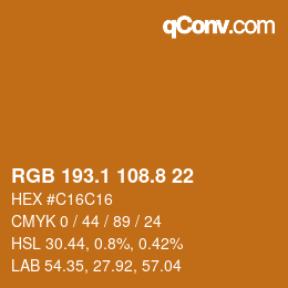 カラーコード: RGB 193.1 108.8 22 | qconv.com