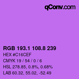 カラーコード: RGB 193.1 108.8 239 | qconv.com