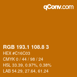 カラーコード: RGB 193.1 108.8 3 | qconv.com