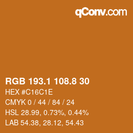 Color code: RGB 193.1 108.8 30 | qconv.com