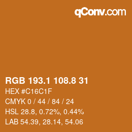 Color code: RGB 193.1 108.8 31 | qconv.com