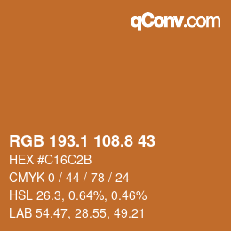 Color code: RGB 193.1 108.8 43 | qconv.com