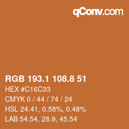 Color code: RGB 193.1 108.8 51 | qconv.com