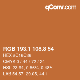 Color code: RGB 193.1 108.8 54 | qconv.com