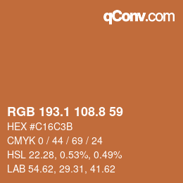 Color code: RGB 193.1 108.8 59 | qconv.com