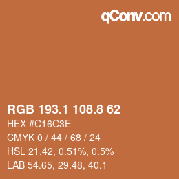 Color code: RGB 193.1 108.8 62 | qconv.com