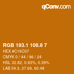 カラーコード: RGB 193.1 108.8 7 | qconv.com