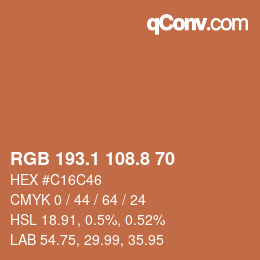 Color code: RGB 193.1 108.8 70 | qconv.com