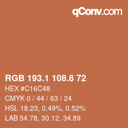 Color code: RGB 193.1 108.8 72 | qconv.com