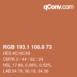 カラーコード: RGB 193.1 108.8 73 | qconv.com